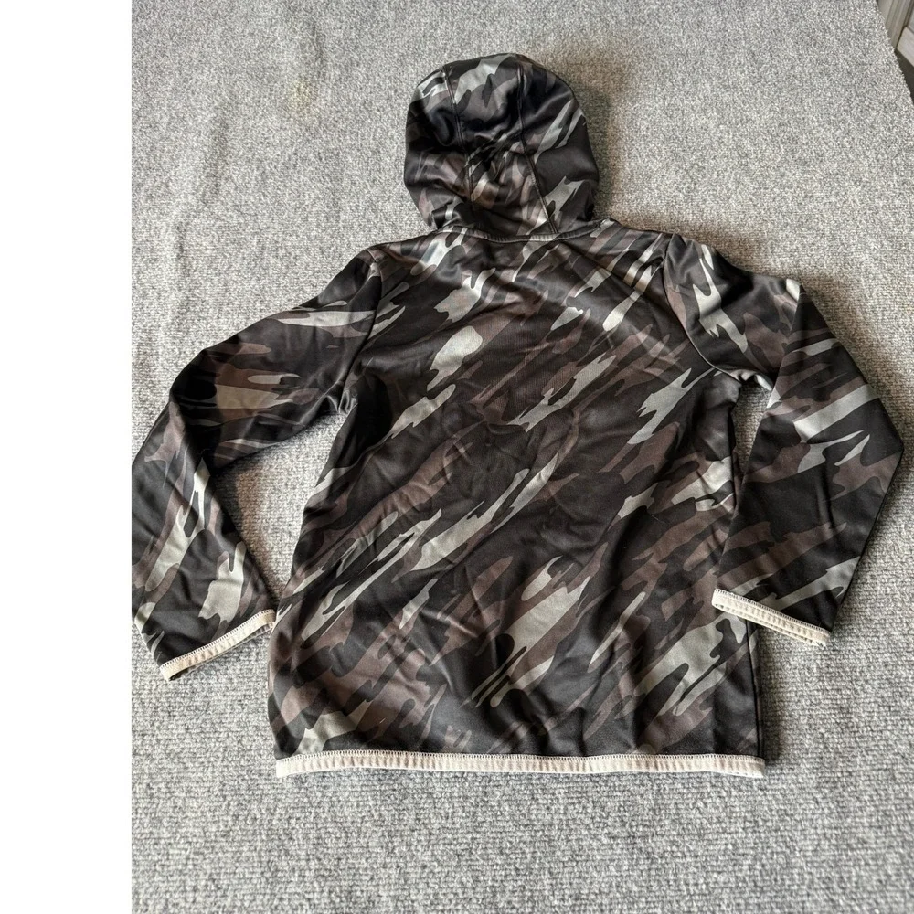 Under Armour Boys ColdGear Camo Hoodie Sweatshirt Gray Black YMD Medium 1631‎